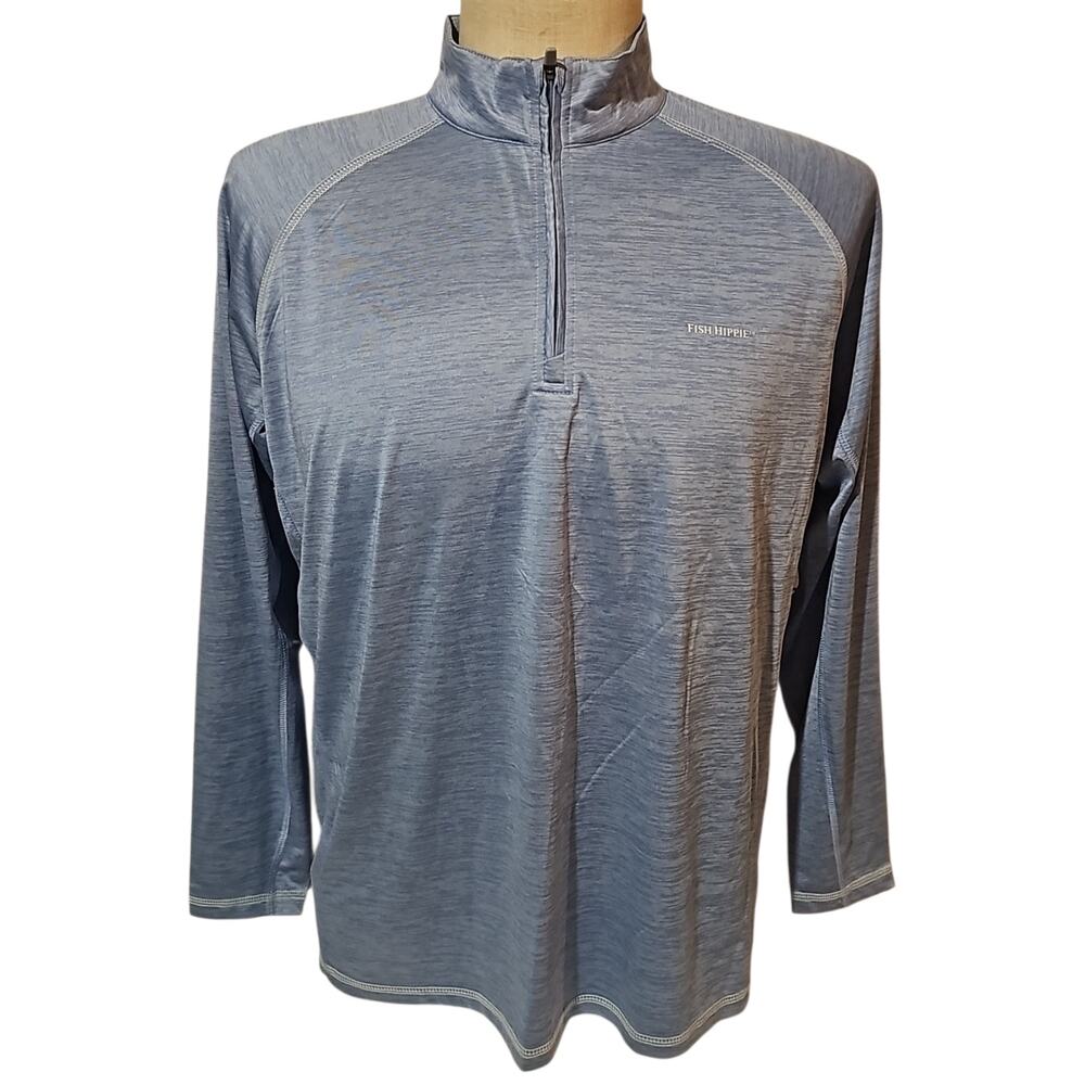 Fish Hippie Performance 1/4 Zip Athletic Pullover Men’s Large Blue Stretch